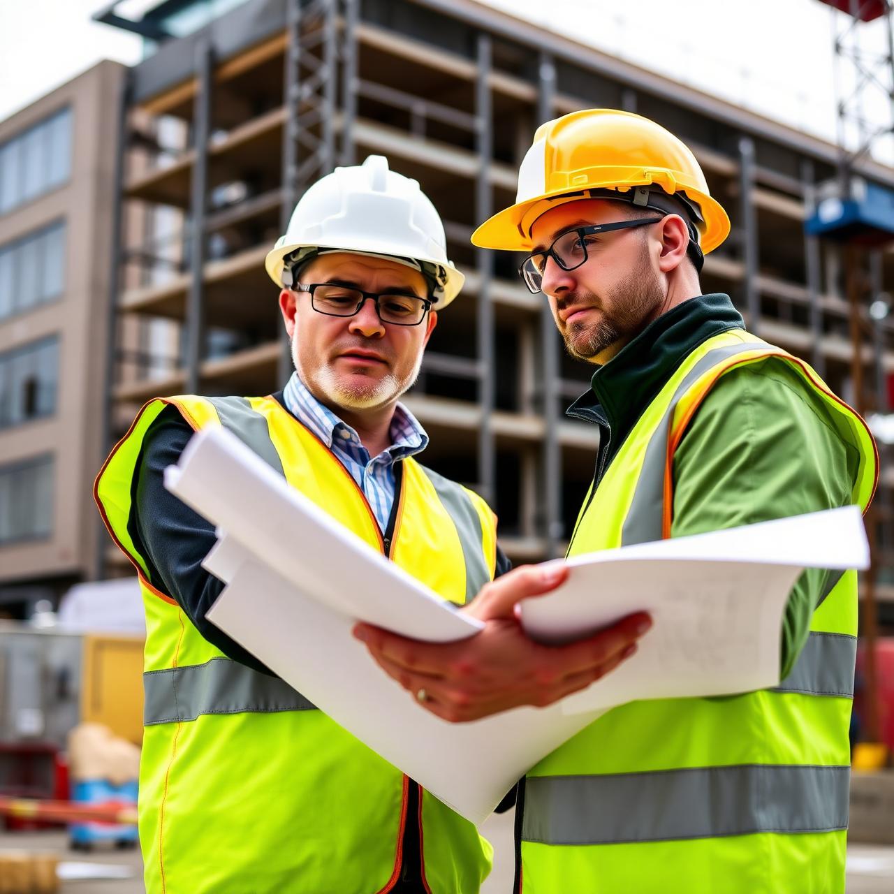 Breslin Construction project team reviewing plans